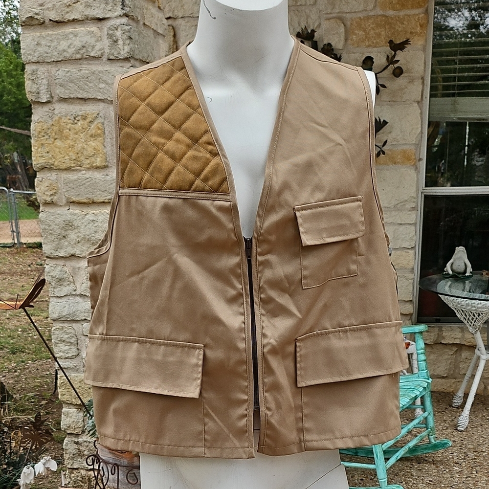 Vintage SPORTFLITE Hunting Vest Men's Large 3 Pockets Front Back 1 Fowl Pocket